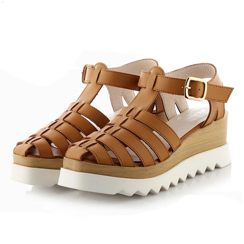 2016 Frauen Gladiator Sandalen Closed Toe Sommer Plattform Keilabsatz