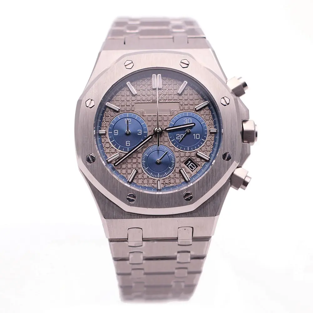 

Luxury mens watches ROYAL OAK 26331IP series 41 mm gray dial VK chronograph original buckle sapphire glass aaa quartz wristwatch