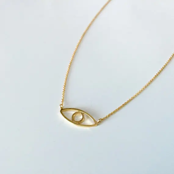 Evil eye necklace Dainty Open     line evil eye necklace