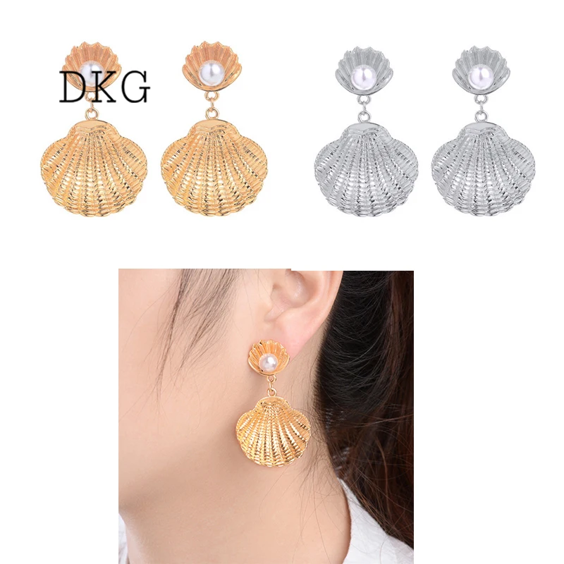 Creative New Products Spring and Summer Popular Elements Shell Shape Artificial Pearl Earrings for Women Pearl Earrings Jewelry