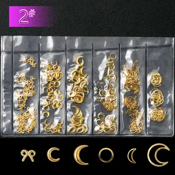 

Mixed styles moon crescent bow tie circles design 3d nail art decorations alloy charms for nails Accessories Supplies Tools