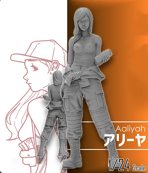 

New Unassembled 1/24 75MM soldier of Aaliyah STAND modern Resin Kit DIY Toys Unpainted resin model