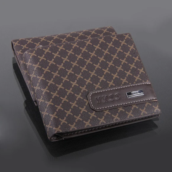 

2018 Fashion New designer Quality brand leather X pattern men wallets , 2 colors 3 fold corss card holder purse wallet for men