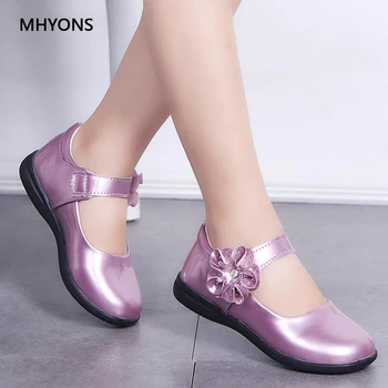 

Hot Sale Spring Girls Princess Leather Shoes Fashion Waterproof Slip-on Children Shoes Girls Flower Party Dress Shoes Size 26-36