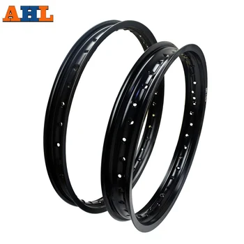 

6061 Aviation Aluminum F & R Motorcycle Rims Front Rear Wheel Circle 2.15x19 1.60x21 36 Spoke Holes High Strength Black