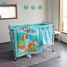 Постельное белье для новорожденных малышей Комплект хлопок мультфильм кровать бампер подводный мир детские вышитые Детские сумка для хранения простыня и пододеяльник унисекс