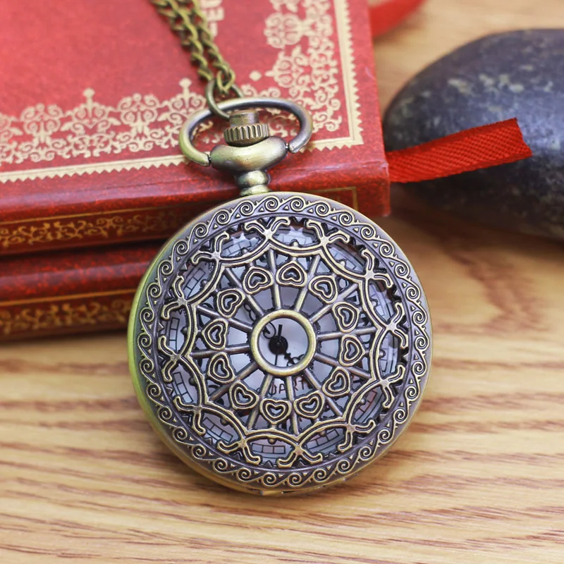 2021 cyd new style women heart hollow out big dial pocket watches quartz personality flip clock for old men grandma gift | Наручные часы