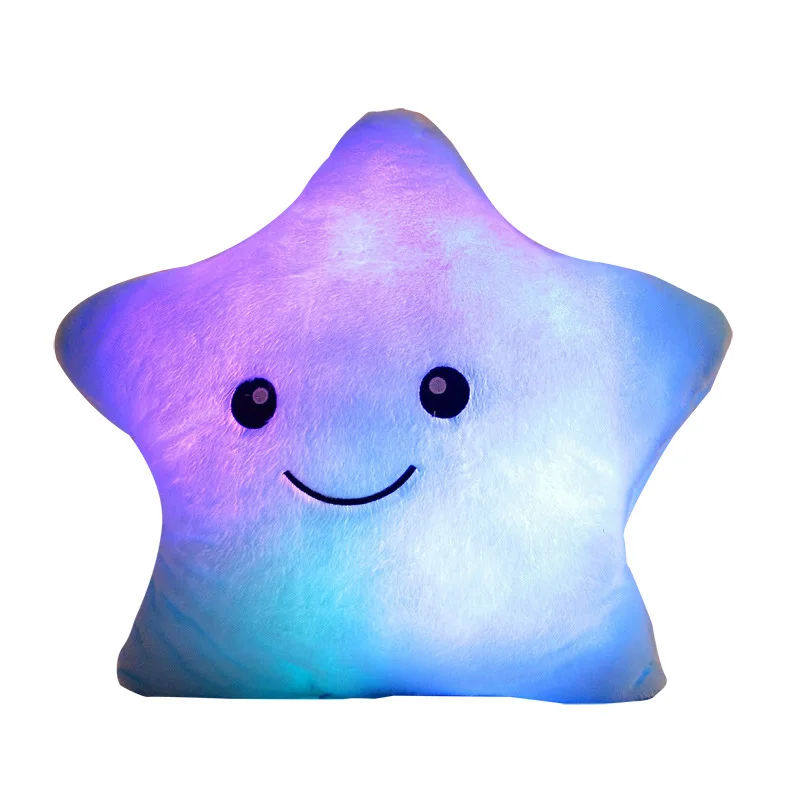 35cm LED Stuffed Plush Pillow Luminous Stars Smiley Soft Peluches Cushion Creative Cute Light Toys for Kids