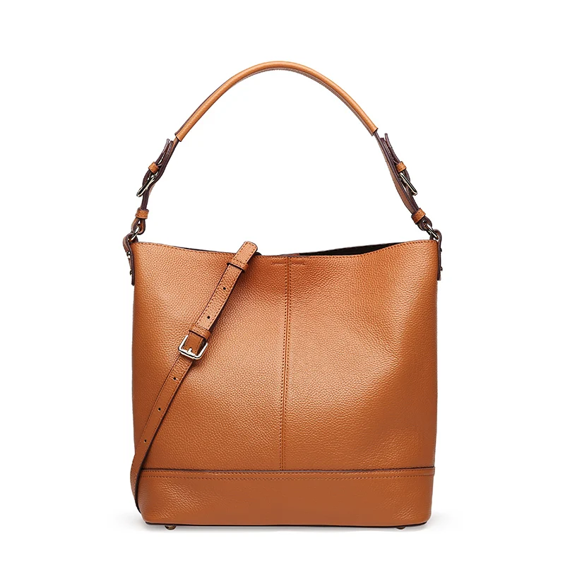 

New Genuine Cow Leather Composite Bag Vintage Shoulder Bag Handbags Large Capacity Tote Bucket Bags for Women 2018 Free shipping