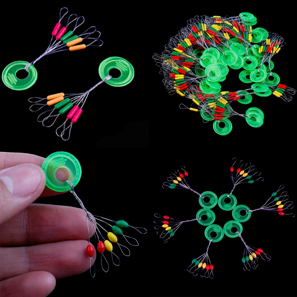 

100 Group 600 PCS Green Rubber Stopper Fishing Line Resistance Fishing Equipment Beans Space Not To Hurt The Vertical Line Beans