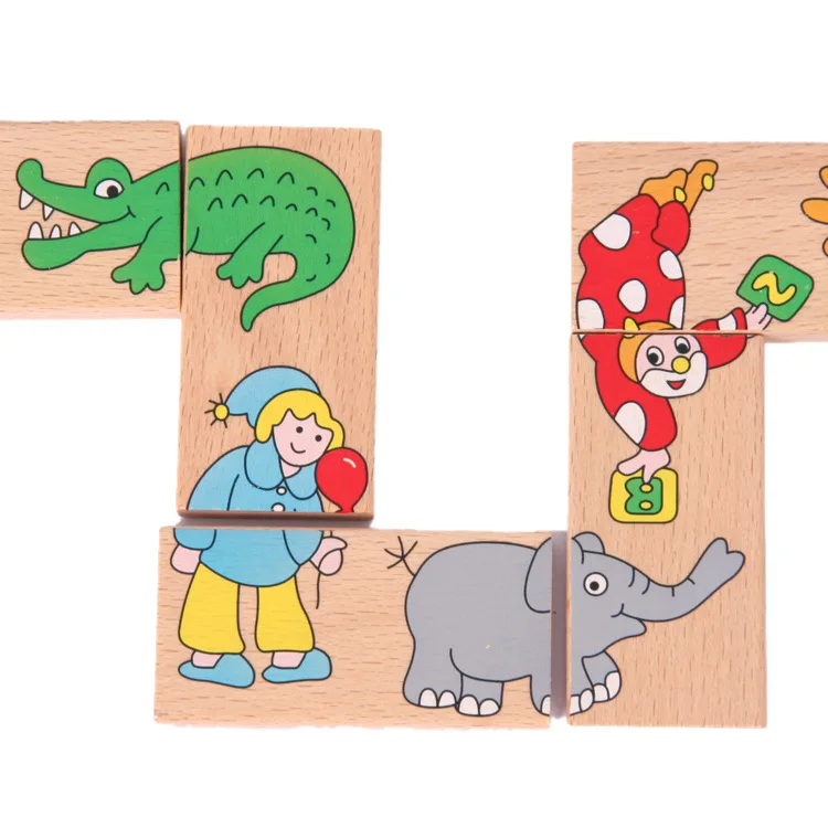 15 шт. детские игрушки деревянные игрушки животных Domino Пазлы высокое качество Развивающие игрушки для малышей подарок на день рождения