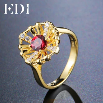 

EDI Genuine Natuarl Garnet 925 Sterling Silver Engagement Ring For Women Female Fine Jewelry