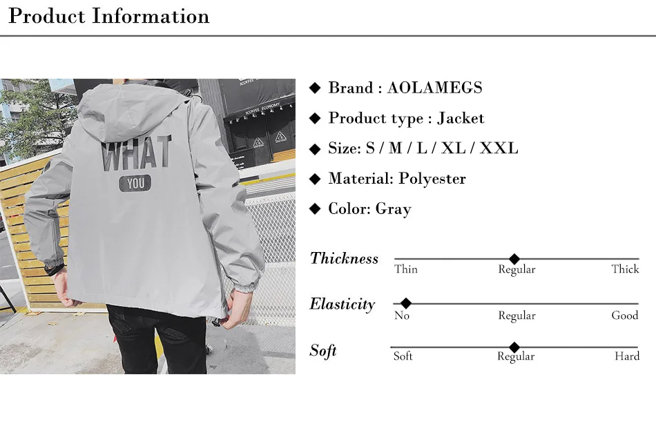 Aolamegs Мужская Светоотражающая куртка принт забавные буквы тонкая ветровка водонепроницаемая куртка хип-хоп Спортивная одежда на молнии с капюшоном