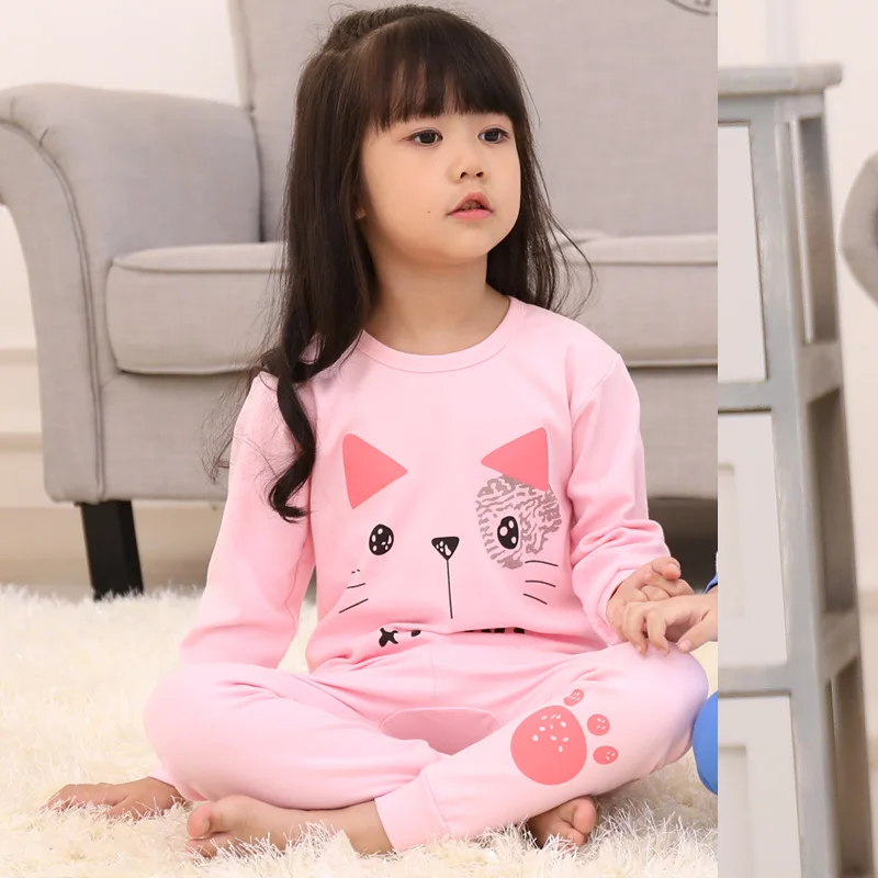 

2018 children's pajamas set girls boys clothes sweet dream pajamas baby cartoon long-sleeved T-shirt + pants 2 pieces