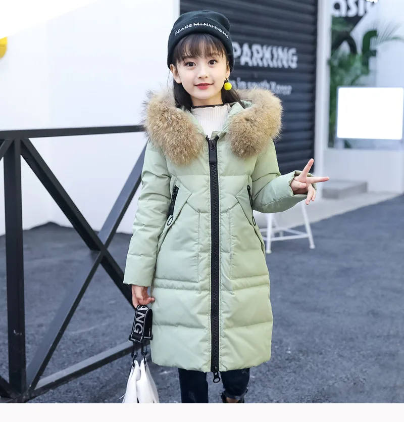 OLEKID/ г. Зимнее пальто для девочек длинный плотный теплый пуховик для девочек, От 5 до 14 лет Детская парка зимняя верхняя одежда для девочек-подростков