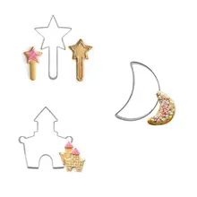 3 шт./компл. волшебная палочка Пряничный дом Мун формы для печенья яйцо паста резак мусс кольцо маленькие кухонные ножи техника