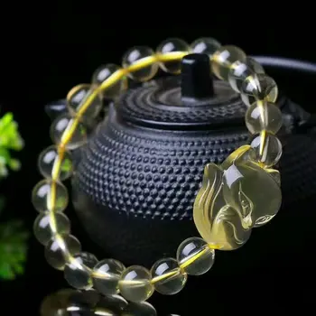 

(bead 8mm) Natural citrine fox+ quartz crystal bracelet