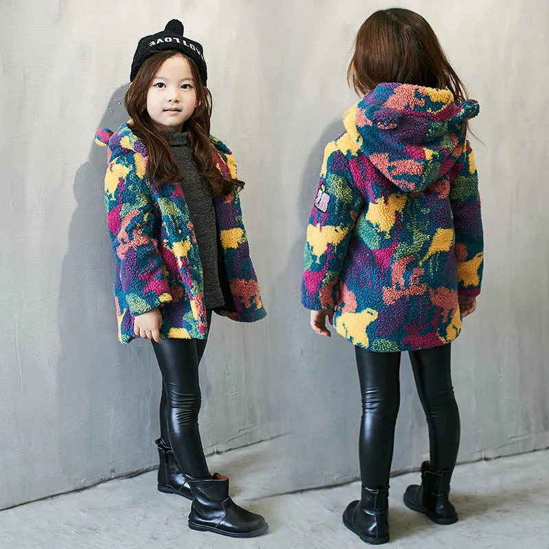 

2019 new winter Girls Kids boys cottoncamouflage hair coat comfortable cute baby Clothes Children Clothing