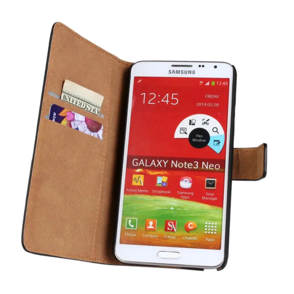 

Card Holder Holster Wallet case For Samsung Galaxy Note 3 neo lite N7505 Flip Cover Pu Leather case Retro Phone bags