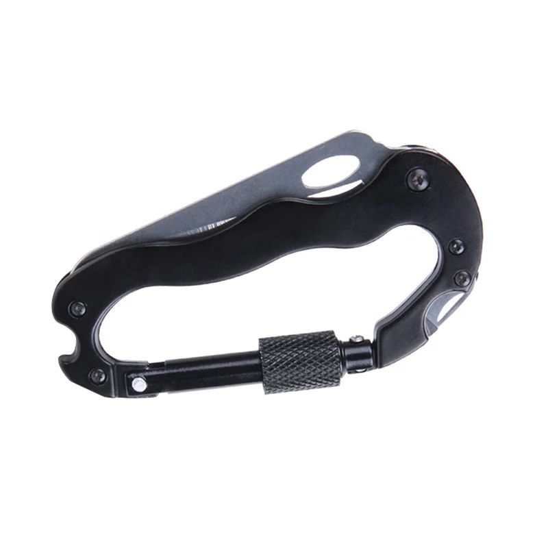 

5 In 1 Aluminum Alloy Outdoor Survival Multifunctional Hiking Foldable Knife Screwdriver Carabiner Hook Keychain