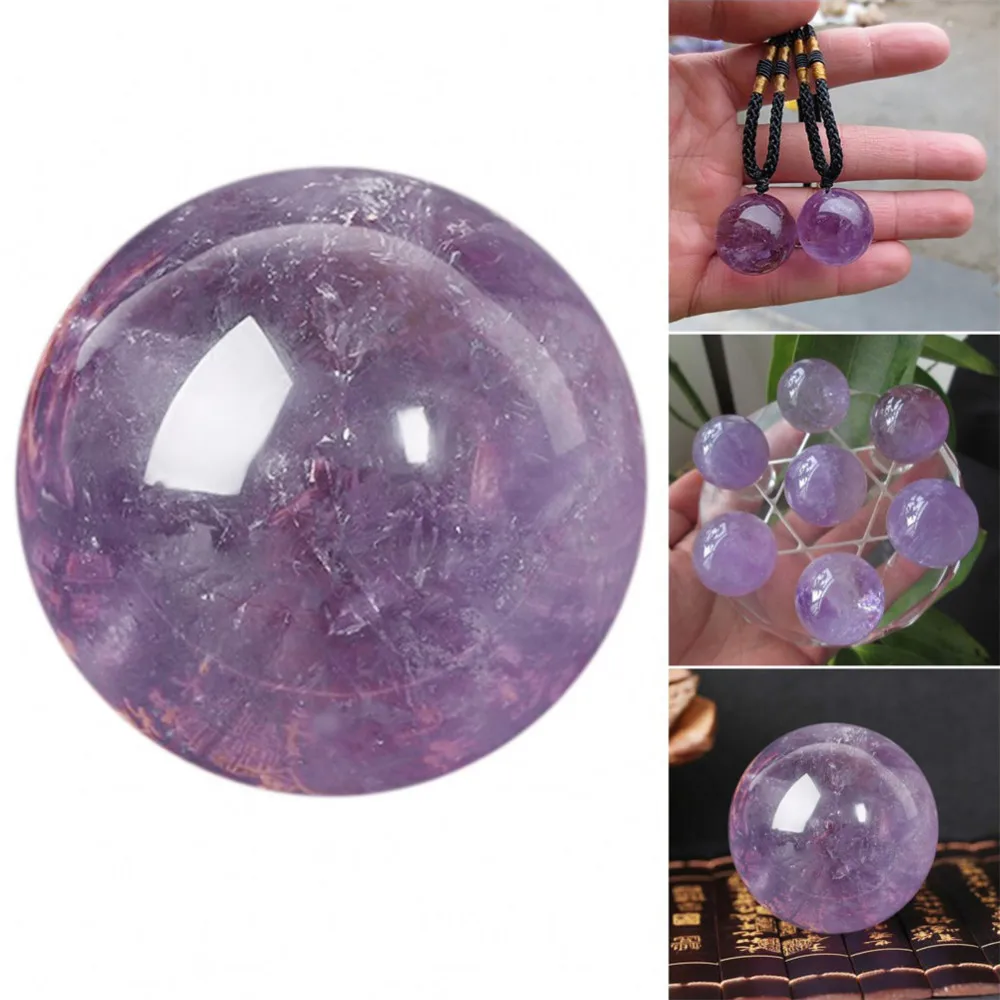 Натуральный фиолетовый аметистовый шарик, необработанный драгоценный камень, полированный, модные подарки, волшебный фиолетовый кварцевый камень, шар, кристалл, украшение для дома