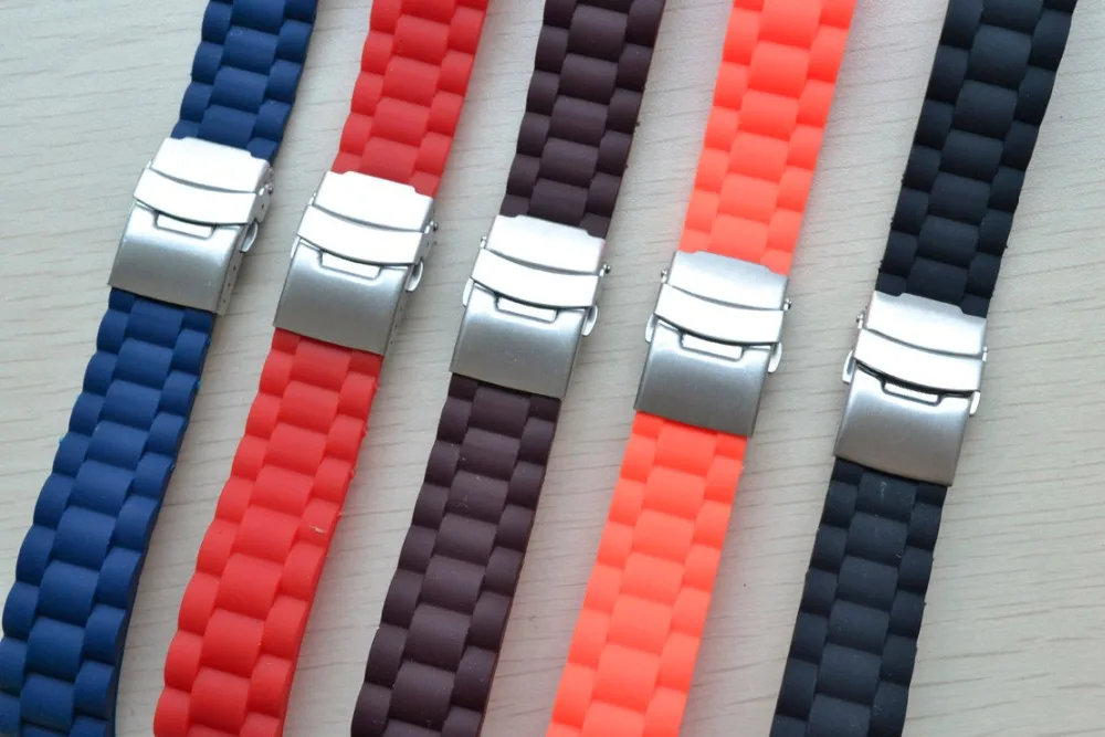 16MM 18mm 20mm 22mm 24mm Universal Watch Band Silicone Rubber Link Bracelet Wrist Strap Light Soft For Men Women Wristwatch
