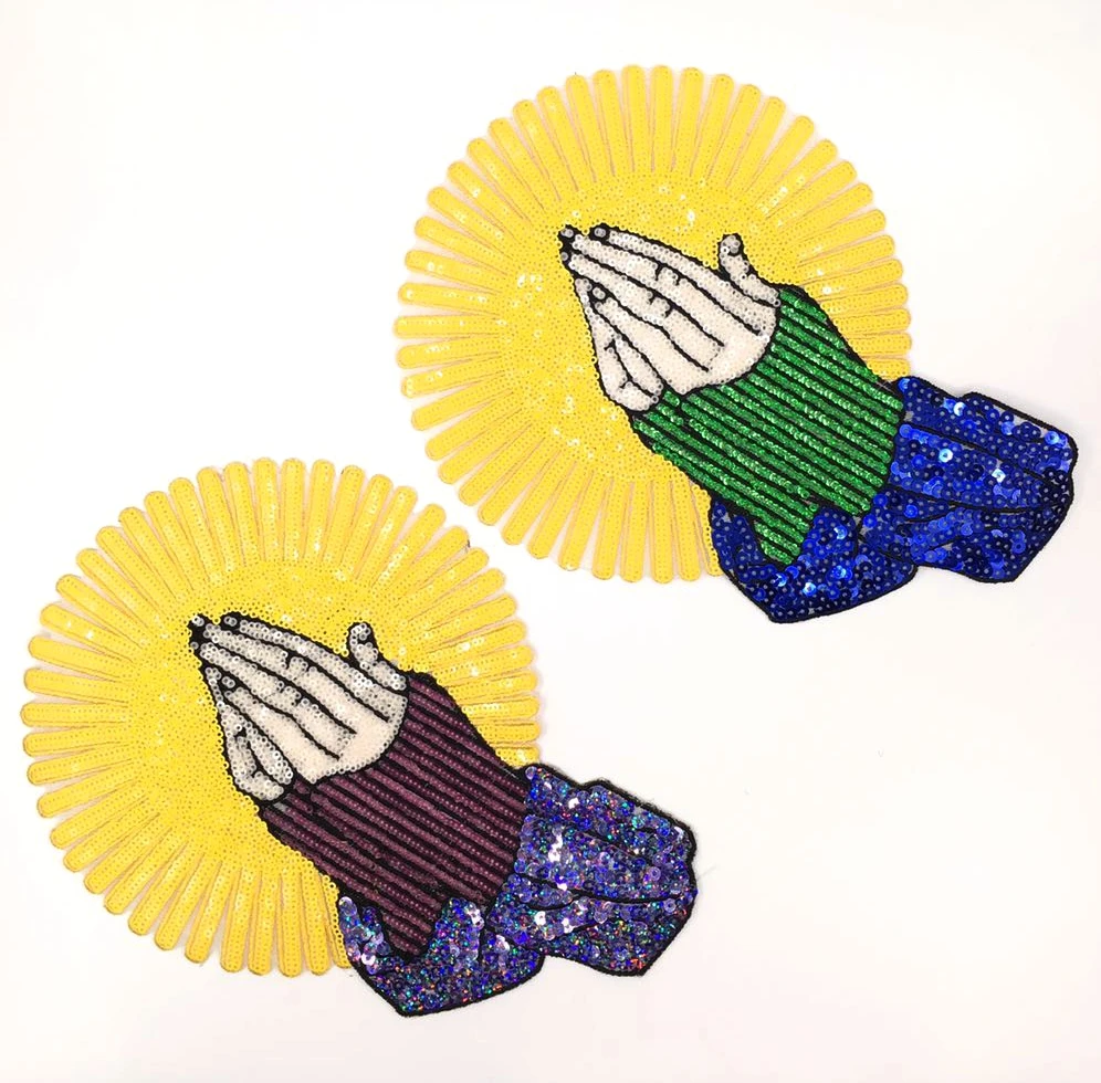 mix each 1pcs Handclip Apliques de Roupa блестками патчи Para vestuario декоративные гладить на большой патчи для одежды parches - Цвет: mix each 1pcs