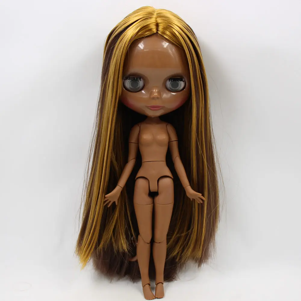 Ледяной обнаженный Blyth Кукла № BL0635/0222 золотой микс коричневый волос сустава тела супер черная кожа шарнирная кукла нео 30 см