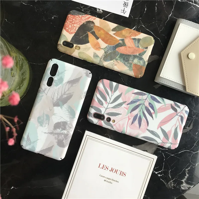 

Meachy Funda for Huawei P30 P20 Lite Pro Case Leaf Hard Matte Phone Cases For Huawei Honor 10 8X 9 V20 V10 P10 Mate 20 Pro Case