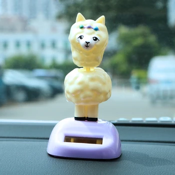 

Decompression Car Ornaments Car Decoration Alpaca Solar Shaking Head Toy Auto Interior Accessories