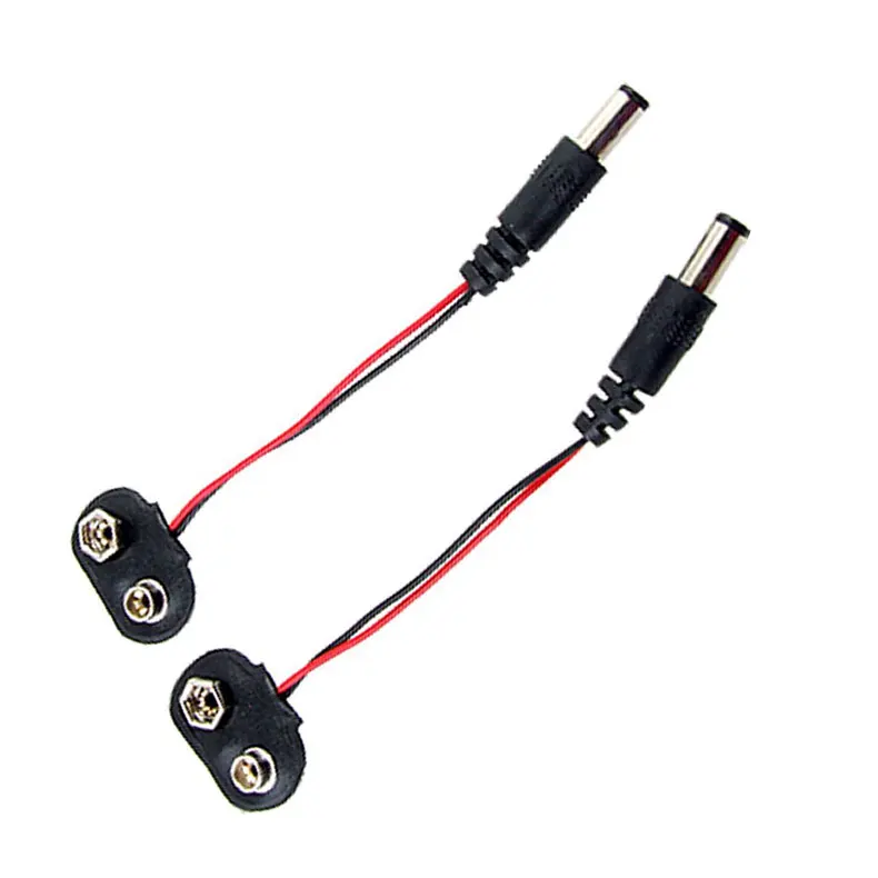 

Newly 2Pcs 2.1x5.5mm Male DC Power Plug to 9V Battery Button Connector Cable