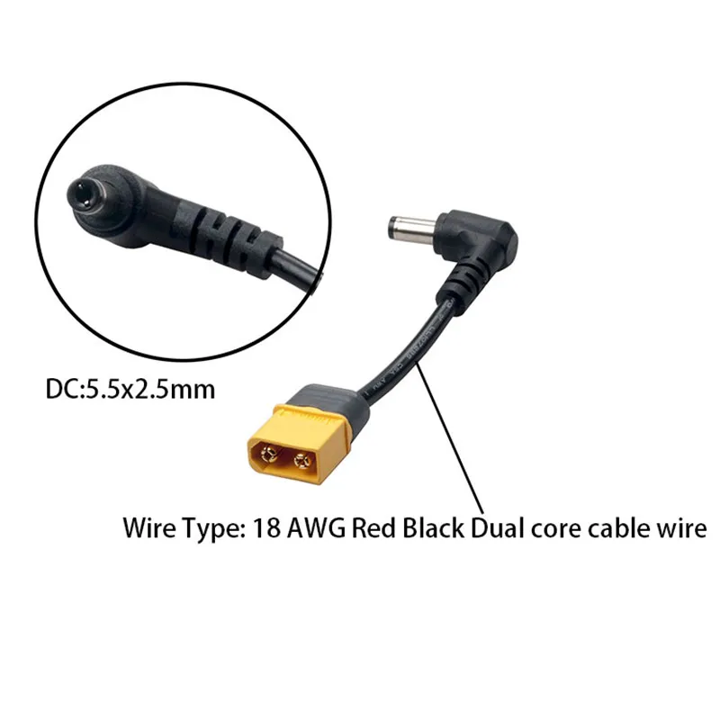 XT60 Male Plug DC 40mm Male Adapter Compatible w Fatshark FPV Goggles Battery Freefly MoVI M5 M10 or XT60 Output Battery-