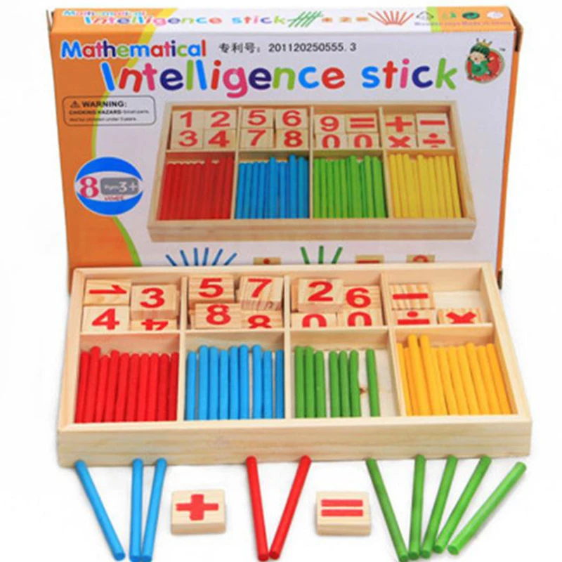 

DOLLRYGA Montessori Wooden Math Kids Toys For Children Preschool Intelligence Sticks DIY Digital Card Digital Symbol Wooden Toy
