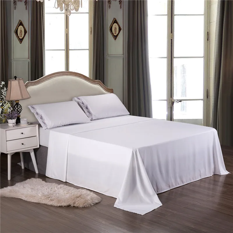 

HM Life Embroidery Bedding Set Soft Gray Fitted Sheet Flat Sheet Pillowcase Sheet Sets US Queen Size 4Pcs/3pcs Bedclothes Sets