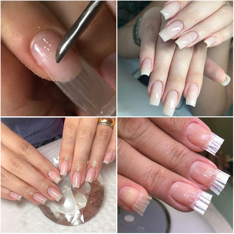 

10pcs / Pack Nails, Silhouettes Acrylic Tips Fiberglass for Nails Silk Building Extension Manicure Tool