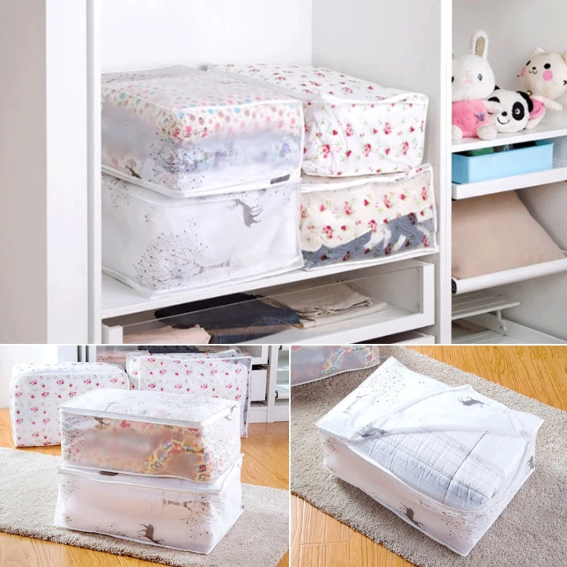 

Portable Clothes Storage Bag Organizer Folding Closet Pillow Quilt Blanket Bedding Organizer Zipper Bag