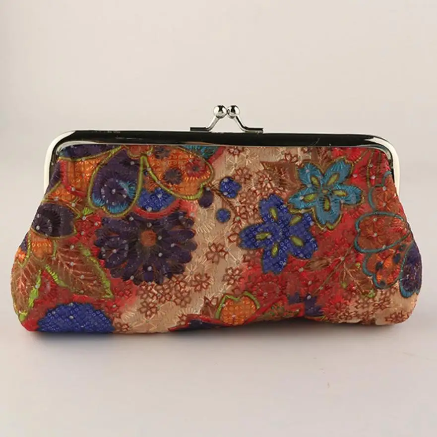 

purse wallet female famous brand card holders Women Lady's bag mini Retro Vintage Flower Small Wallet Hasp Purse Clutch Bag MCE2