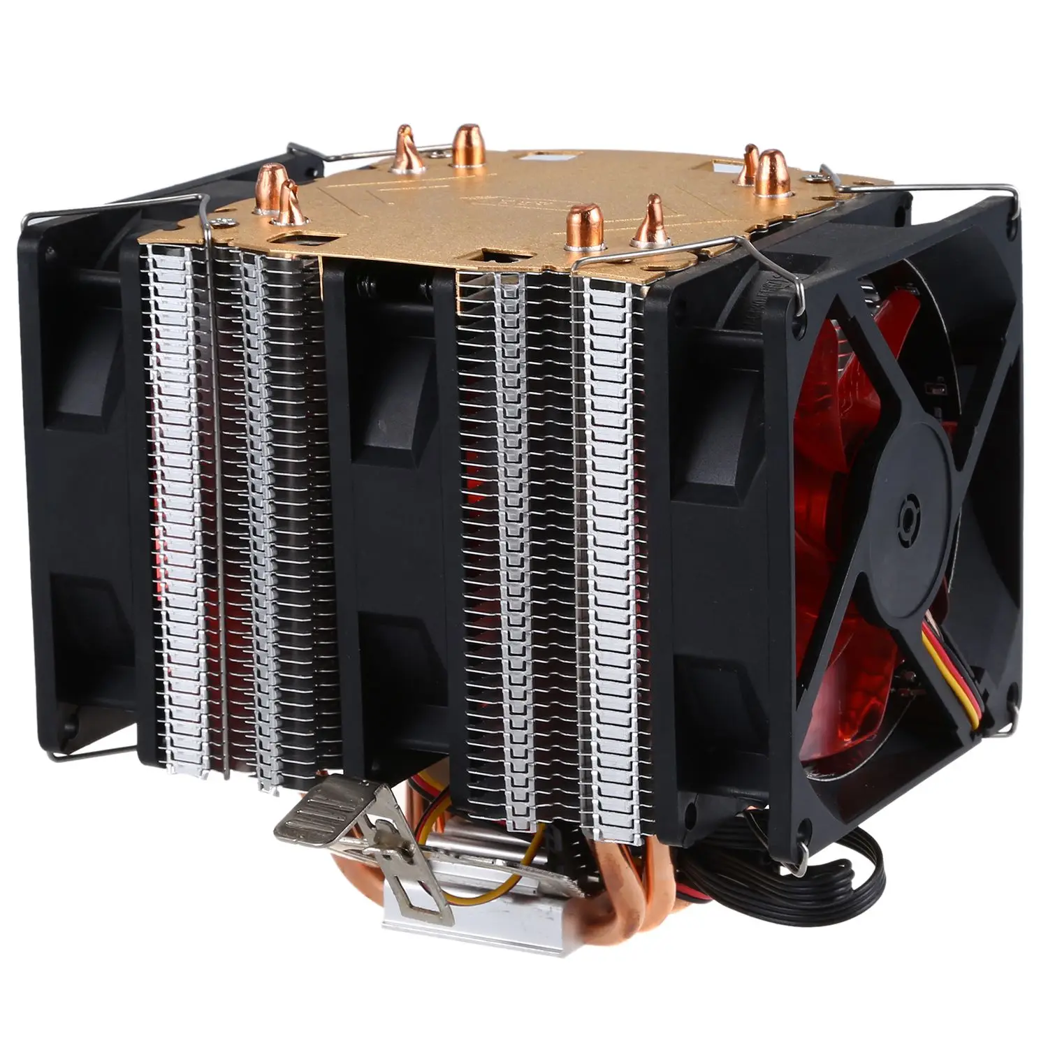 

LANSHUO Pure copper 4 heat pipe for 1366 1155 775Intel/AMD multi-platform CPU radiator 3 wire without light three fans(Black+Y
