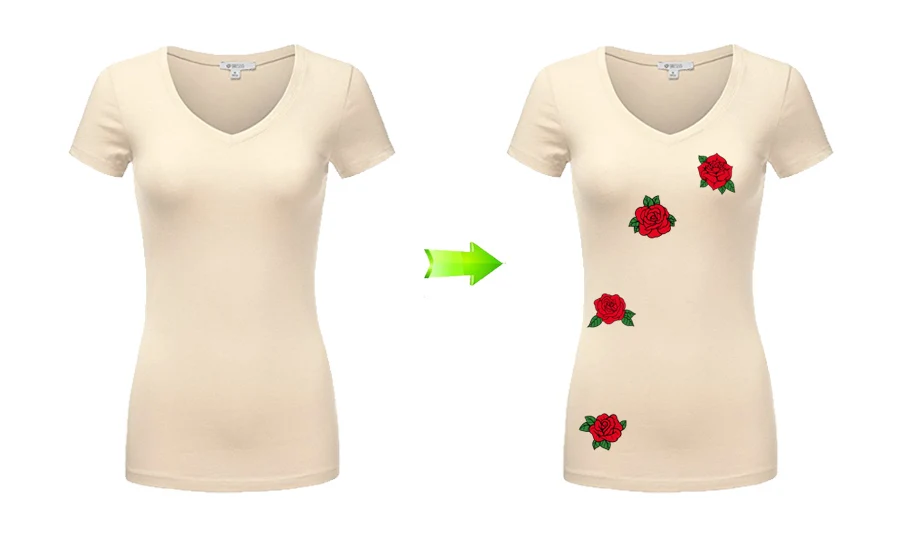 Rose Patches Sticker On Clothes 9PcsSet Washable New Design Badges Clothing Deco Diy Accessory Heat Transfer Applique2