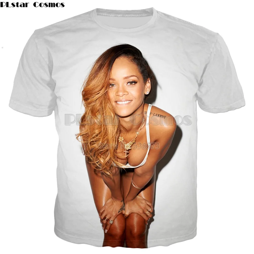 

PLstar Cosmos Drop shipping 2018 summer Fashion Mens 3d t-shirt singer Sexy Rihanna printing Male Female Casual Cool t shirts