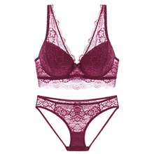 Varsbaby Новое поступление роскошный полный кружевной Глубокий V бюстгальтер набор сексуальное нижнее белье для женщин