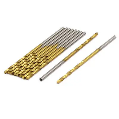 

1.5mm Dia 42mm Length Titanium Plated Straight Shank Twist Drill Bit 10pcs