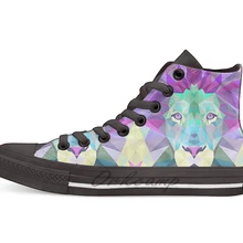 Геометрический розовый пастельный лев дизайн дышащая Повседневная Высокая Топ на шнуровке холщовая обувь кеды для Прямая