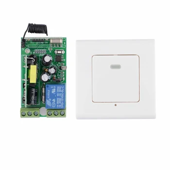 

AC 220V 110V 85V 1CH 10A Relay Receiver + Transmitter Bed Room Hall LED Lamp Light Bulb Remote Control Switch + Wall Transmitter