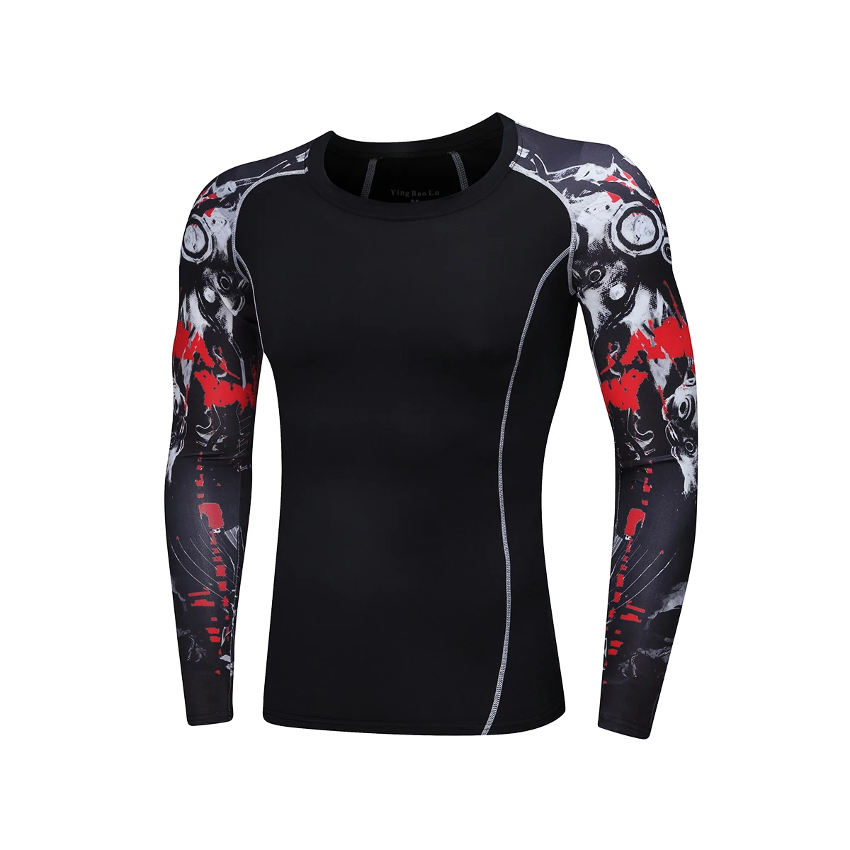 Tight T shirt Long Sleeves Weight Lifting Wear Muscle Men Compression