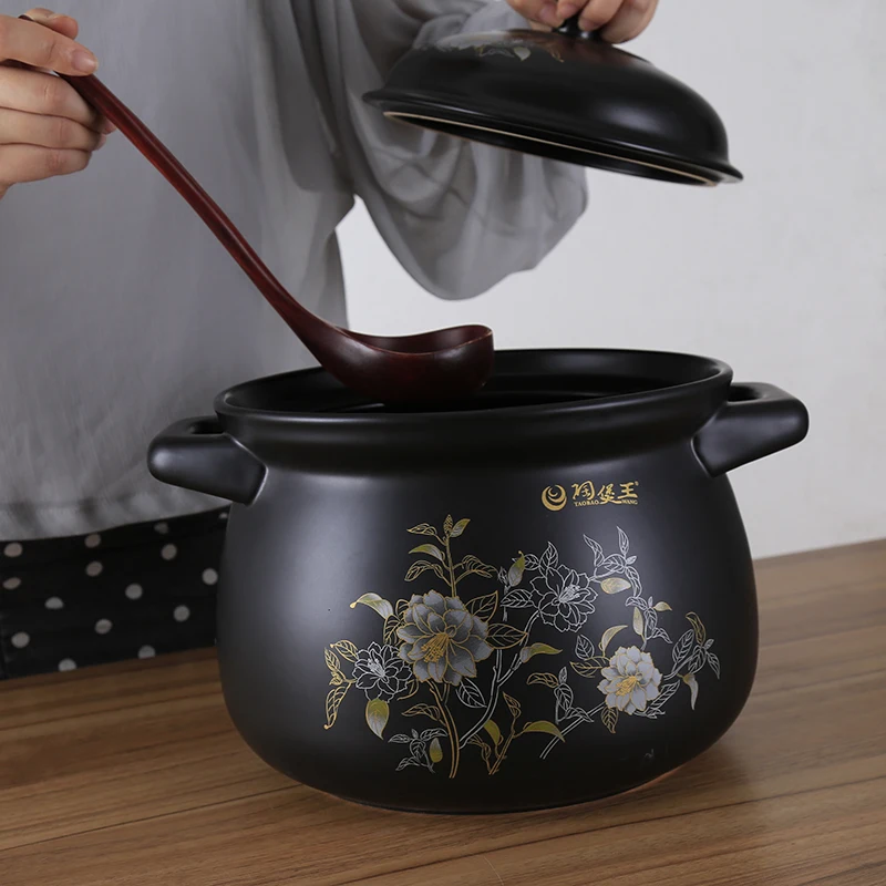 New Arrival Family Size Black Enameled Ceramic Soup Pots Stewpot Stewing Casserole Cooking Pot Cookware Cocotte Ceramique