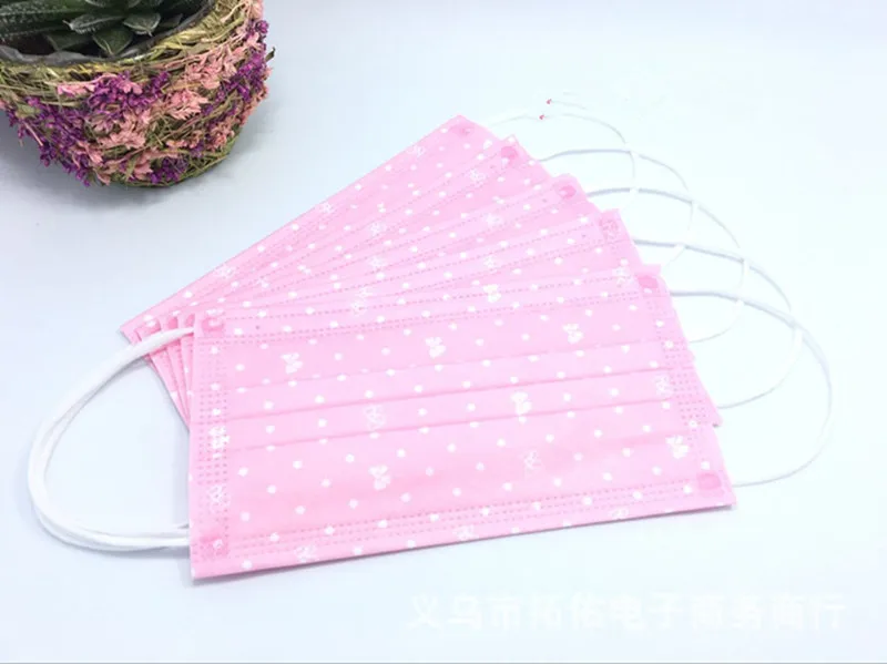 3 Layers non-woven printing disposable mask dustproof anti fog haze tail gas prevention ear hanging respirator (4)