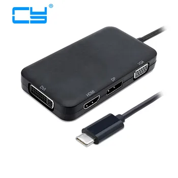 

Combo 4 in 1 USB-C USB 3.1 Type C to HDMI Digital AV & DVI &VGA & DP DisplayPort Adapter for Laptop & Notebook