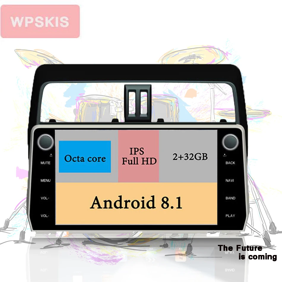 

2 din Android 8.1 CAR Audio DVD player FOR TOYOTA PRADO 2018 gps car Multimedia head device unit receiver support 3/4G BT camera
