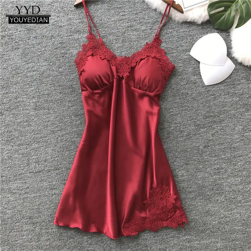 

Night Dress Ladies Sleepwear Women Sexy Lace Pad Lingerie Nightwear Underwear Robe Babydoll Sleepwear Dress lingerie femme